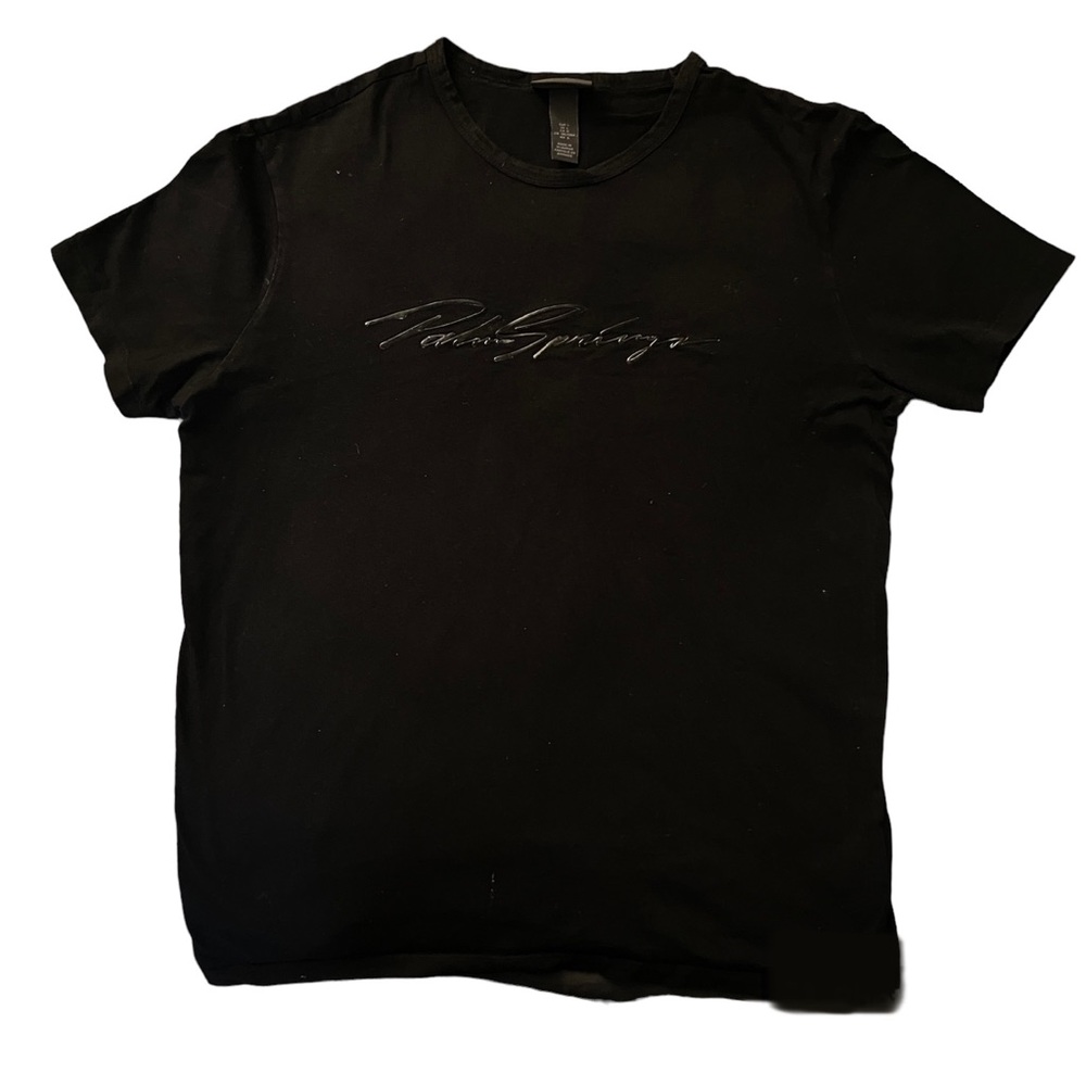 H&M Palm Springs Silver Print Y2K Black T-Shirt Mcbling Streetwear Men Large